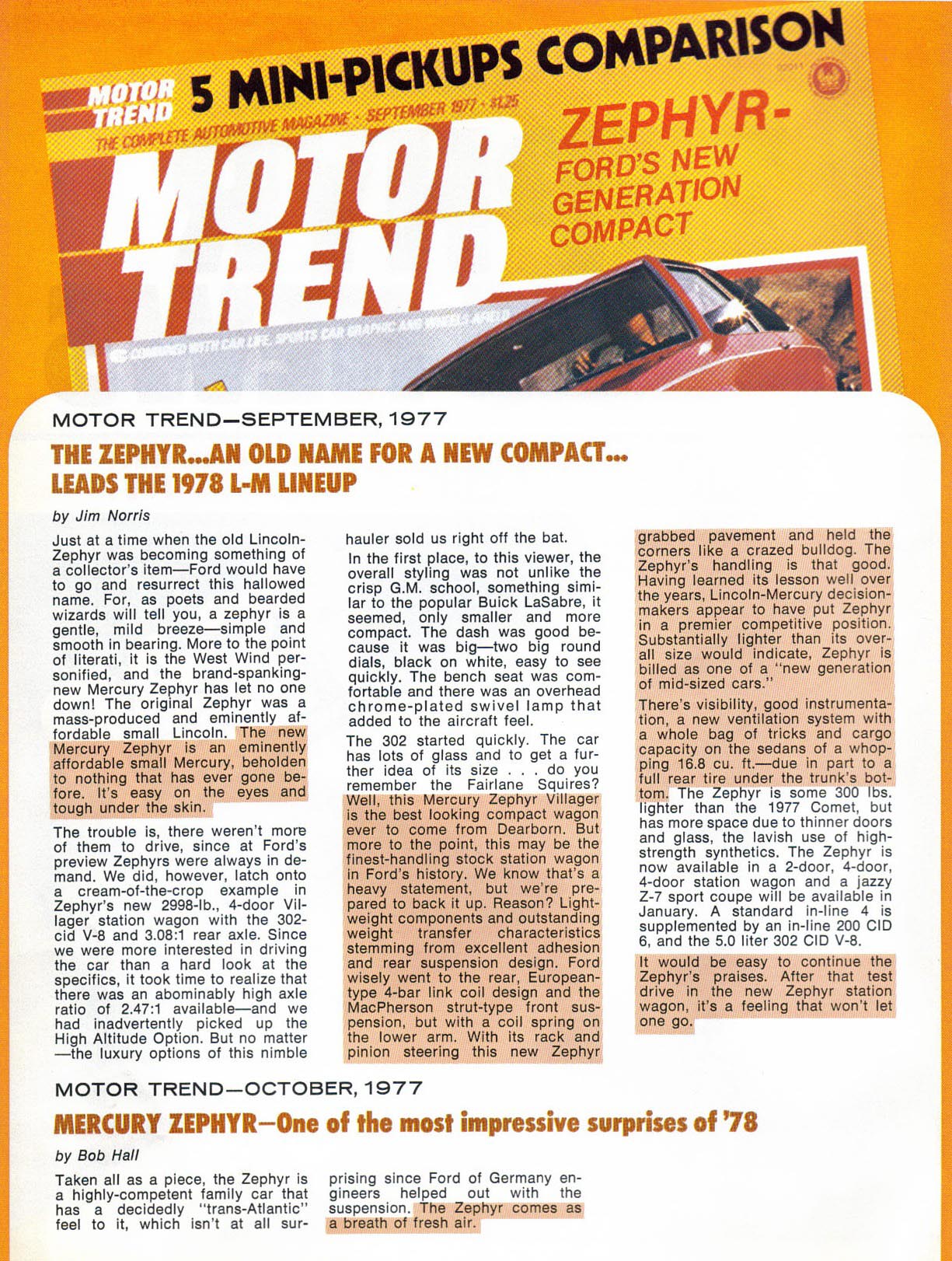 1978 Mercury Zephyr News Brochure Page 3